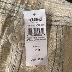 Todd Snyder Striped Cream Linen Shorts